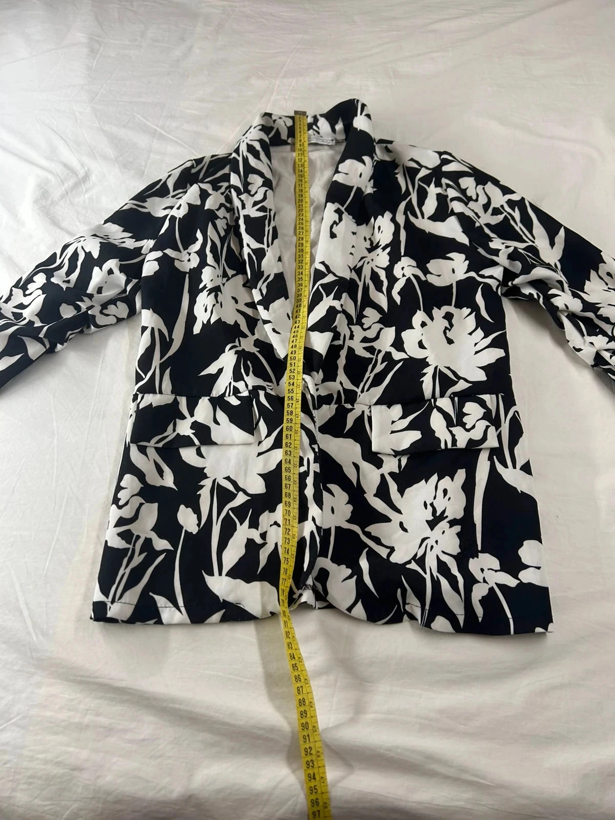Vintage made in Italy black and white patterned viscose shirt jacket – photo 7